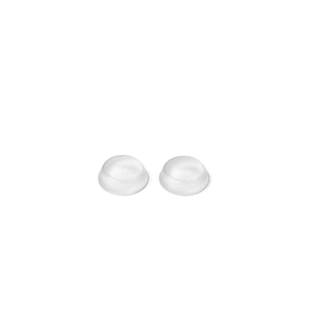 Transparente Gummi-Stopper als Ersatzteil für Lotus Vita Standfilter, die für einen sicheren und rutschfesten Stand sorgen.